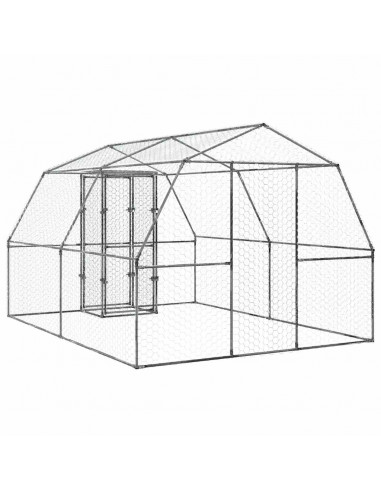 Gabbie per Uccelli 2pz con Tetto e Anta Argento Acciaio Zincato