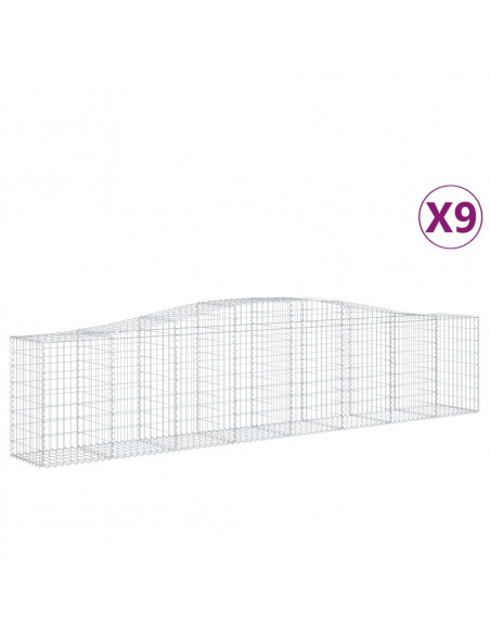 Cesti Gabbioni ad Arco 9 pz 400x50x80/100 cm Ferro Zincato