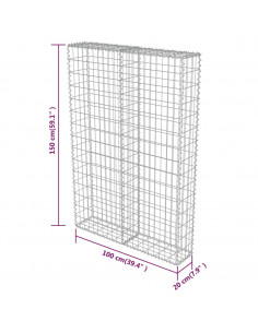 Gabbione con Copertura in Acciaio Zincato 100x20x150 cm 2