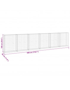 Gabbione con Copertura in Acciaio Zincato 300x30x100 cm