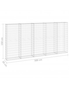 Gabbione con Copertura in Acciaio Zincato 300x30x150 cm 2