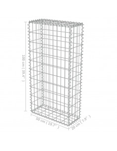 Gabbione con Copertura in Acciaio Zincato 50x20x100 cm