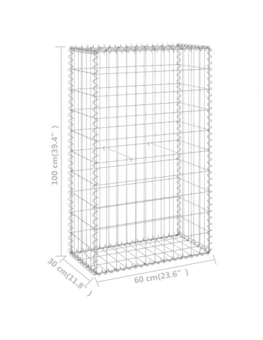 Gabbione con Copertura in Acciaio Zincato 60x30x100 cm
