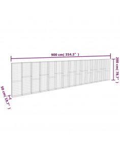 Gabbione con Copertura in Acciaio Zincato 900x50x200 cm