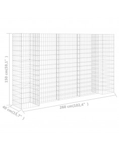 Gabbione Fioriera ad "H" in Filo di Acciaio 260x40x150 cm