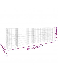 Gabbione Fioriera ad "H" in Filo di Acciaio 260x40x80 cm 2
