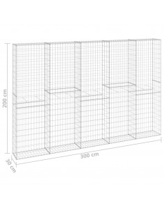 Gabbione in Acciaio Zincato Coperto 300x30x200 cm 2