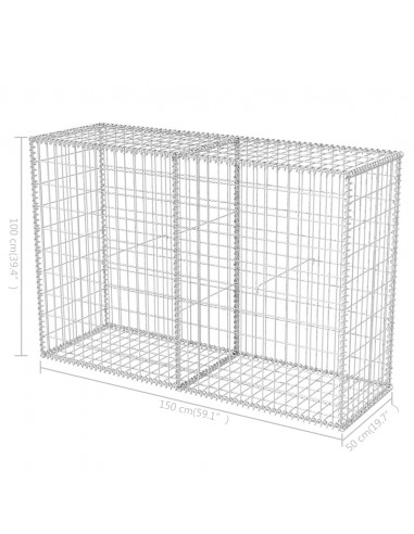 Gabbione in Rete in Acciaio Zincato 150x50x100 cm