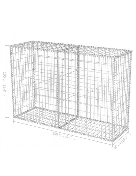 Gabbione in Rete in Acciaio Zincato 150x50x100 cm