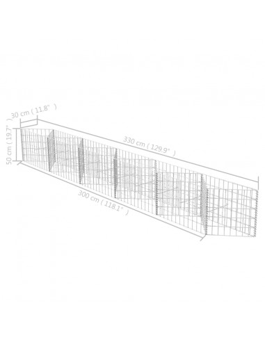Gabbione in Rete in Acciaio Zincato 300x30x50 cm