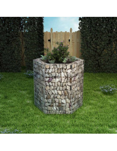 Gabbione Letto Rialzato da Giardino Esagonale 100x90x100 cm 2