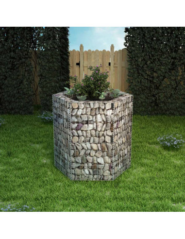 Gabbione Letto Rialzato da Giardino Esagonale 100x90x100 cm