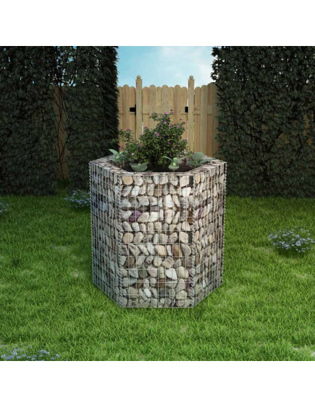 Gabbione Letto Rialzato da Giardino Esagonale 100x90x100 cm