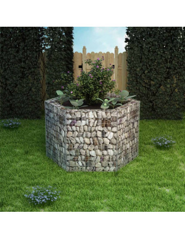 Gabbione Letto Rialzato da Giardino Esagonale 160x140x100 cm