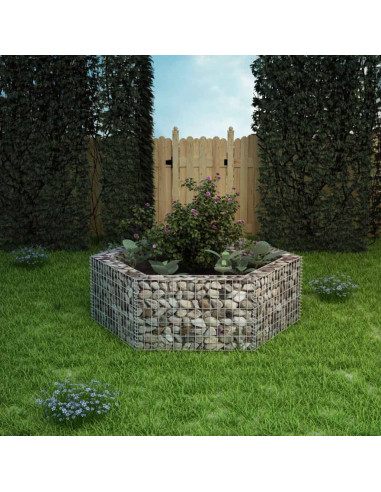 Gabbione Letto Rialzato da Giardino Esagonale 160x140x50 cm