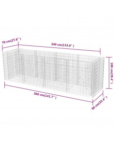 Gabbione Letto Rialzato da Giardino in Acciaio 360x90x100 cm 2