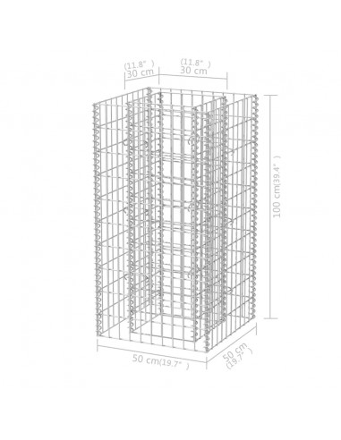 Gabbione Letto Rialzato da Giardino in Acciaio 50x50x100 cm