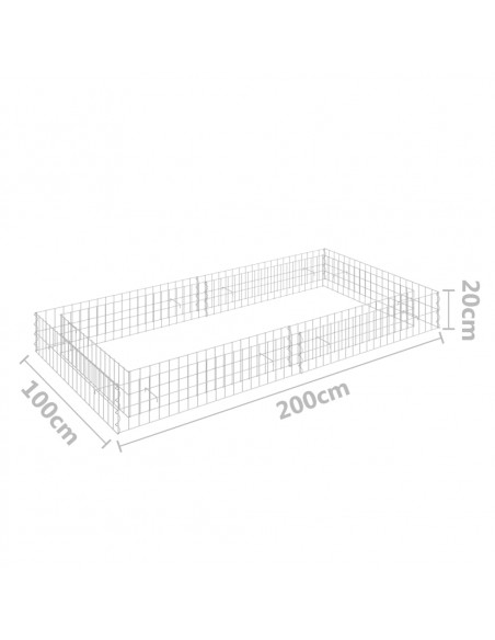Gabbione Letto Rialzato in Acciaio Zincato 200x100x20 cm