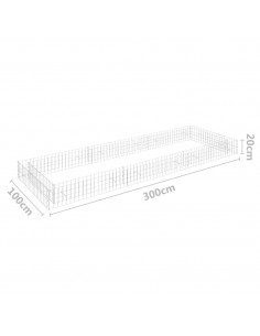 Gabbione Letto Rialzato in Acciaio Zincato 300x100x20 cm 2