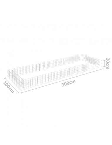 Gabbione Letto Rialzato in Acciaio Zincato 300x100x20 cm