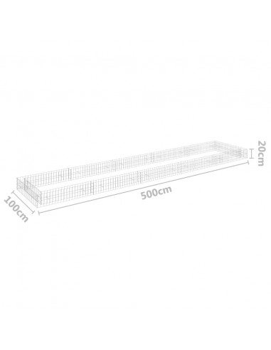 Gabbione Letto Rialzato in Acciaio Zincato 500x100x20 cm