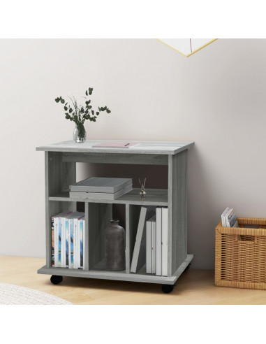 Armadietto con Ruote Grigio Sonoma 60x45x60cm Legno Multistrato