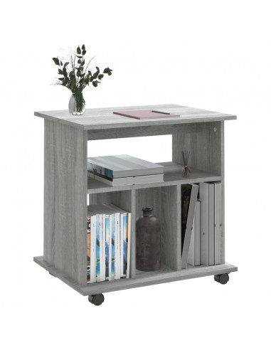 Armadietto con Ruote Grigio Sonoma 60x45x60cm Legno Multistrato