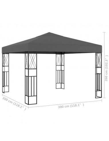 Gazebo 3x3 m Antracite in Tessuto