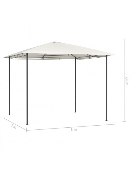 Gazebo 3x3x2,6 m Crema 160 g/m²