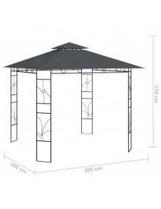 Gazebo 3x3x2,7 m Antracite 160 g/m² 2
