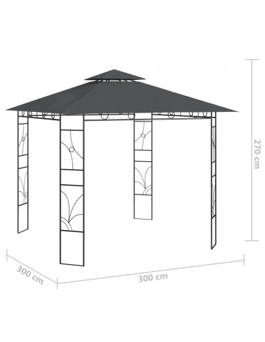 Gazebo 3x3x2,7 m Antracite 160 g/m²