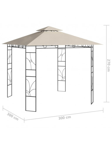 Gazebo 3x3x2,7 m Crema 160 g/m²
