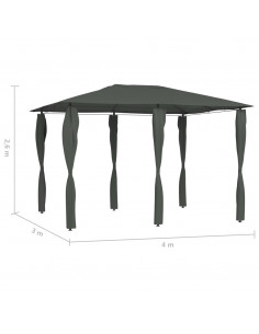 Gazebo con Montanti Rivestiti 3x4x2,6 m Antracite 160 g/m² 2