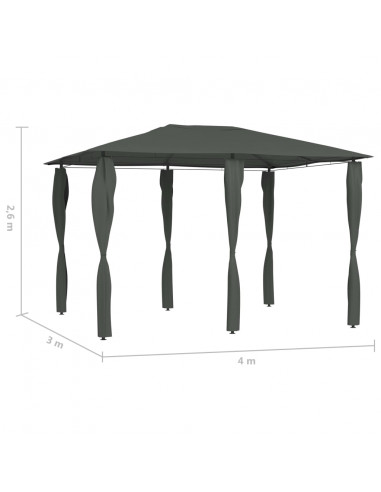 Gazebo con Montanti Rivestiti 3x4x2,6 m Antracite 160 g/m²