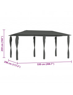 Gazebo con Montanti Rivestiti 3x6x2,6 m Antracite 160 g/m²