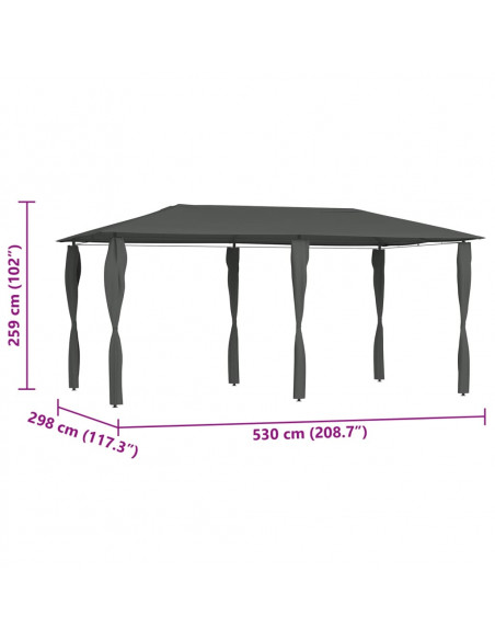 Gazebo con Montanti Rivestiti 3x6x2,6 m Antracite 160 g/m²
