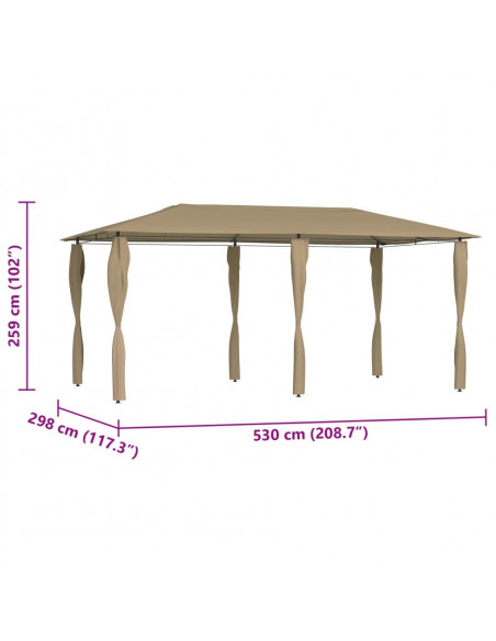 Gazebo con Montanti Rivestiti 3x6x2,6 m Talpa 160 g/m²