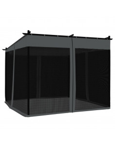 Gazebo con Pareti in Rete Antracite 3x3 m in Acciaio 2