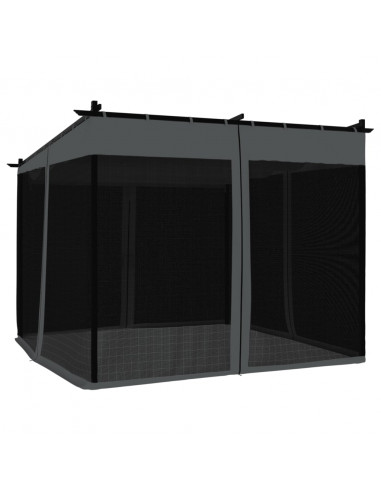 Gazebo con Pareti in Rete Antracite 3x3 m in Acciaio