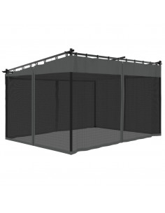 Gazebo con Pareti in Rete Antracite 4x3 m in Acciaio 2