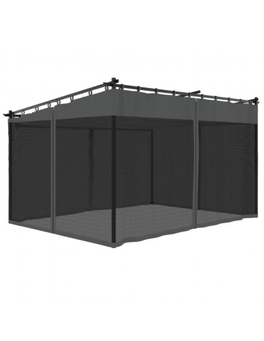 Gazebo con Pareti in Rete Antracite 4x3 m in Acciaio