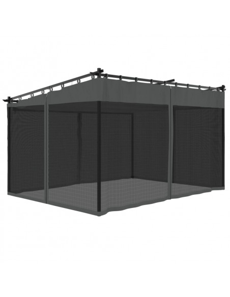 Gazebo con Pareti in Rete Antracite 4x3 m in Acciaio