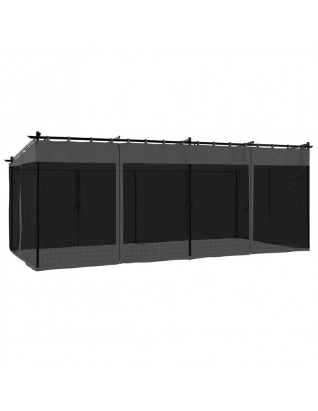 Gazebo con Pareti in Rete Antracite 6x3 m in Acciaio