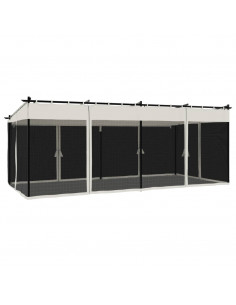 Gazebo con Pareti in Rete Crema 6x3 m in Acciaio