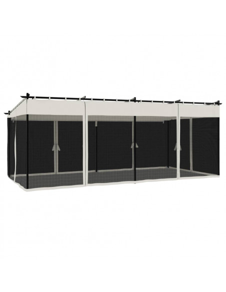 Gazebo con Pareti in Rete Crema 6x3 m in Acciaio