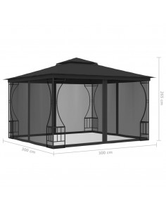 Gazebo con Rete 300x300x265 cm Antracite