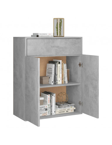 Credenza Grigio Cemento 60x30x75 cm in Legno Multistrato