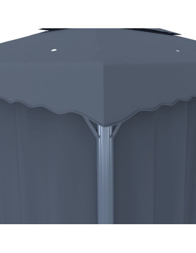Gazebo con Tende 3x3 cm Antracite Alluminio