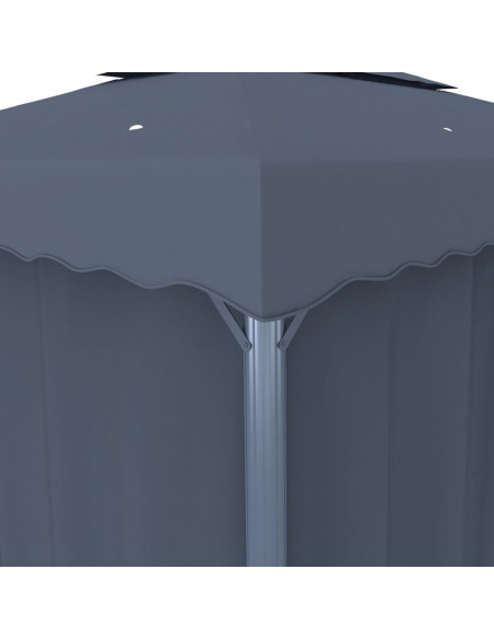 Gazebo con Tende 3x3 cm Antracite Alluminio