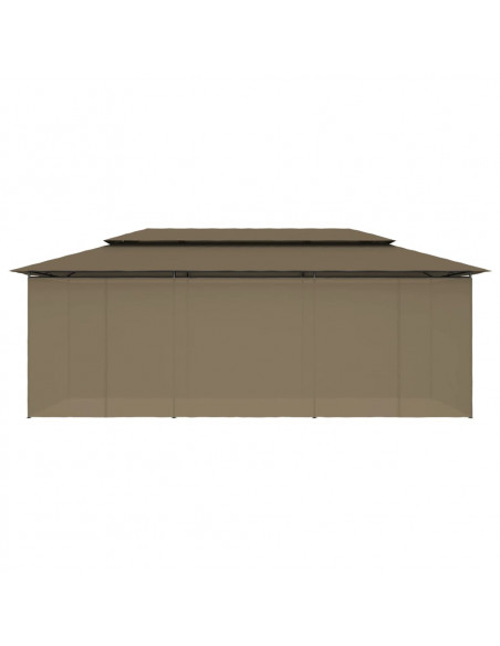 Gazebo con Tende 600x298x270 cm Grigio Talpa 180 g/m²